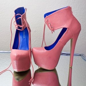 Pink Chic Ankle Lace up Heels